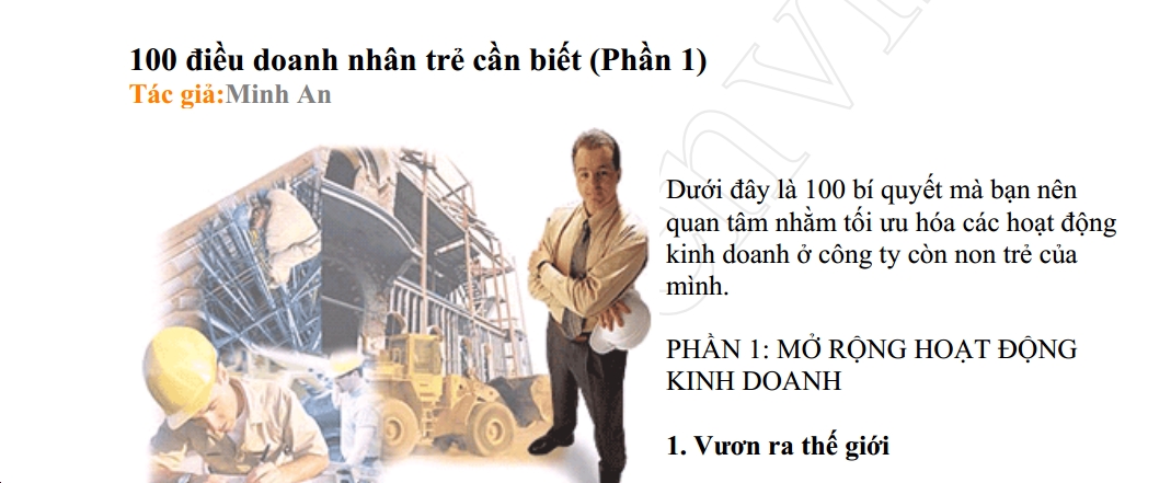 100 điều doanh nhân trẻ cần biết