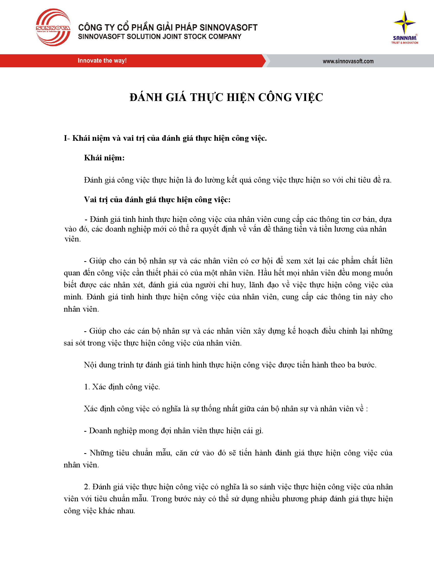 Đánh giá thực hiện công việc