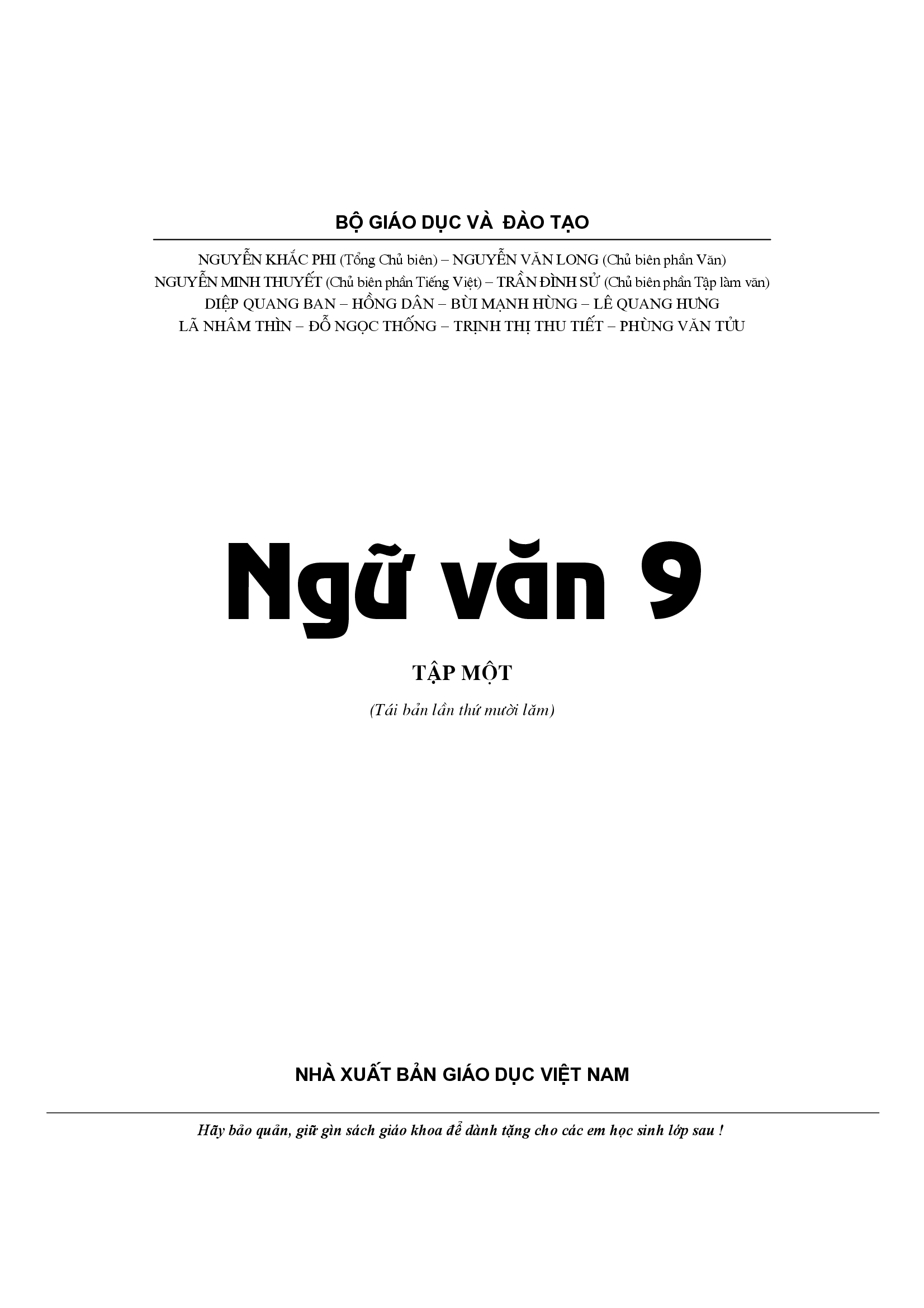 Ngữ văn 9 - Tập 1