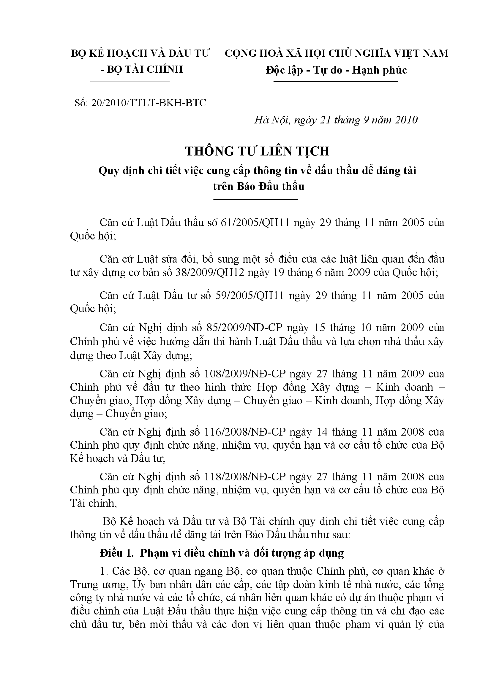 Thông tư liên tịch