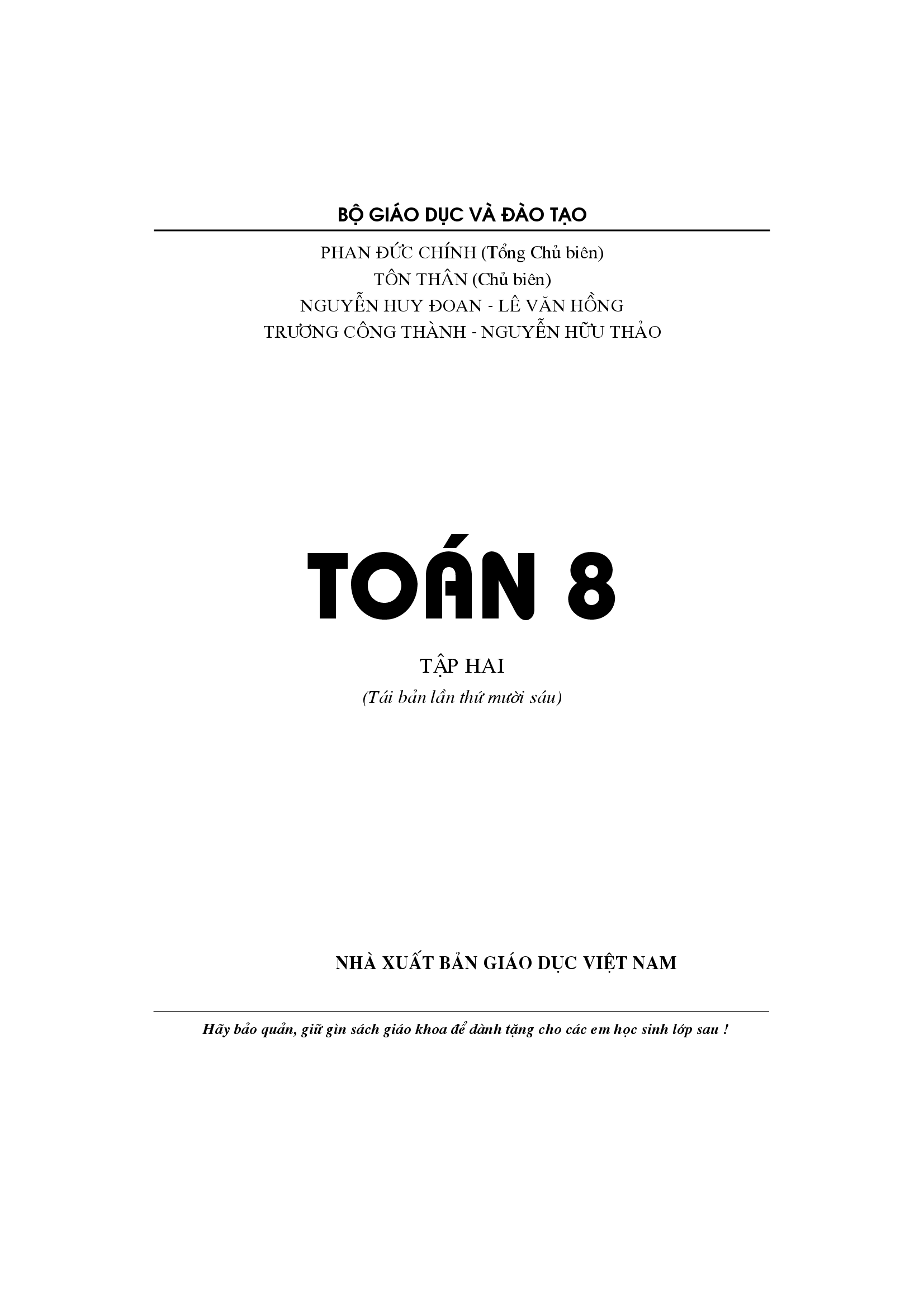 Toán 8 - Tập 2